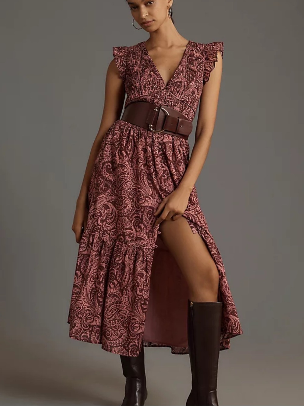 Anthropologie Sleeveless smocked Maxi dress